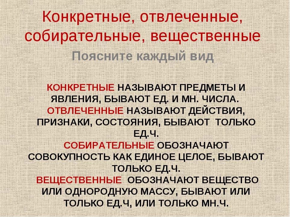 Существительные конкретные отвлеченные вещественные собирательные. Конкретное Абстрактное вещественное собирательное. Конкретное отвлеченное собирательное вещественное существительное. Существительное конкретное Абстрактное вещественное.