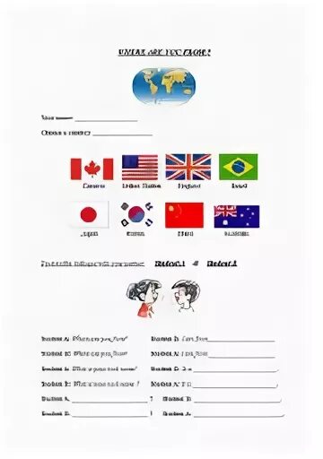 Where are you from worksheet. Where are you from worksheet