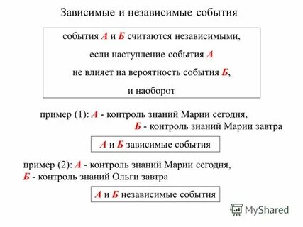 Зависимые и независимые события