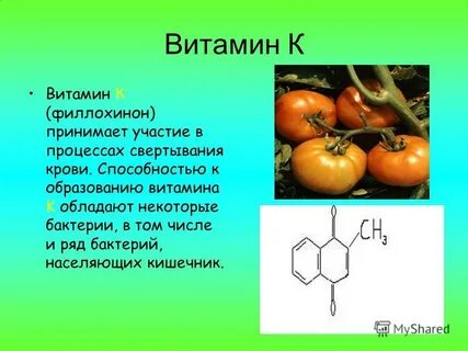 Роль витамина к в свертывании