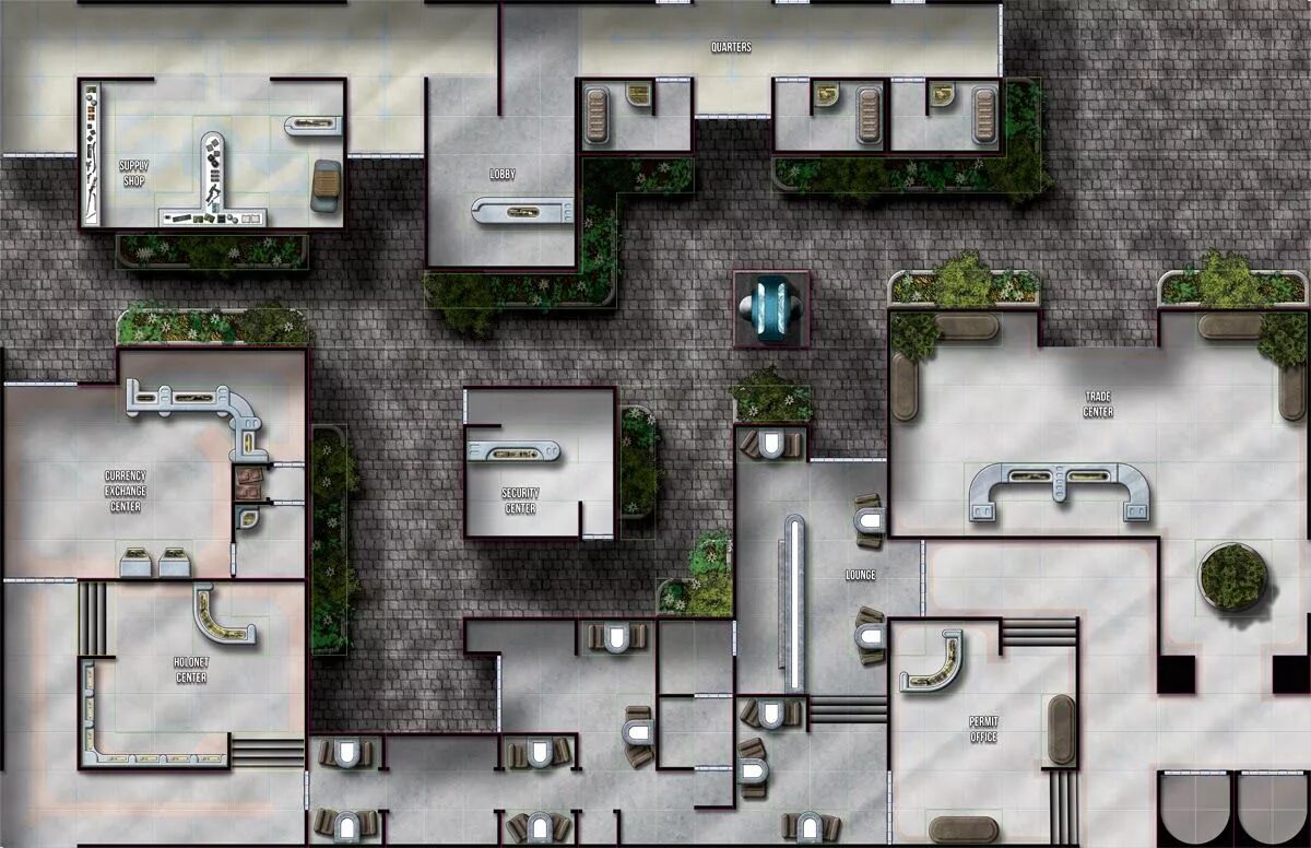 Карта roll. Карты днд киберпанк. карта офиса. карта больницы днд. карты starfinder.