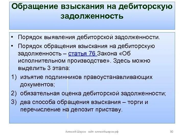 Взыскание задолженности статьи