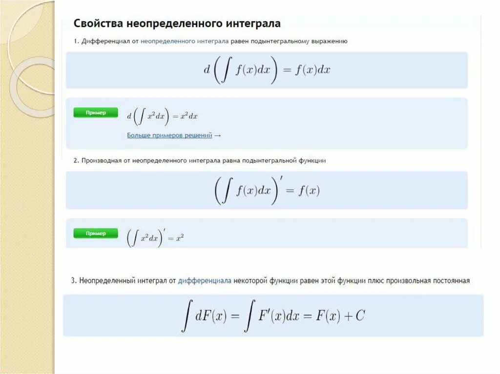 Чему равен дифференциал от неопределенного интеграла. Производная и дифференциал от неопределенного интеграла. Неопределенный интеграл от 1 равен. Определенный интеграл от дифференциала. Интеграл инструкция