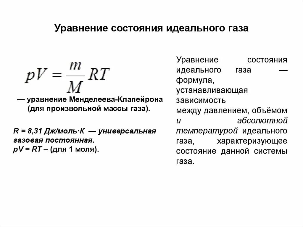 Уравнение состояния изопроцессы