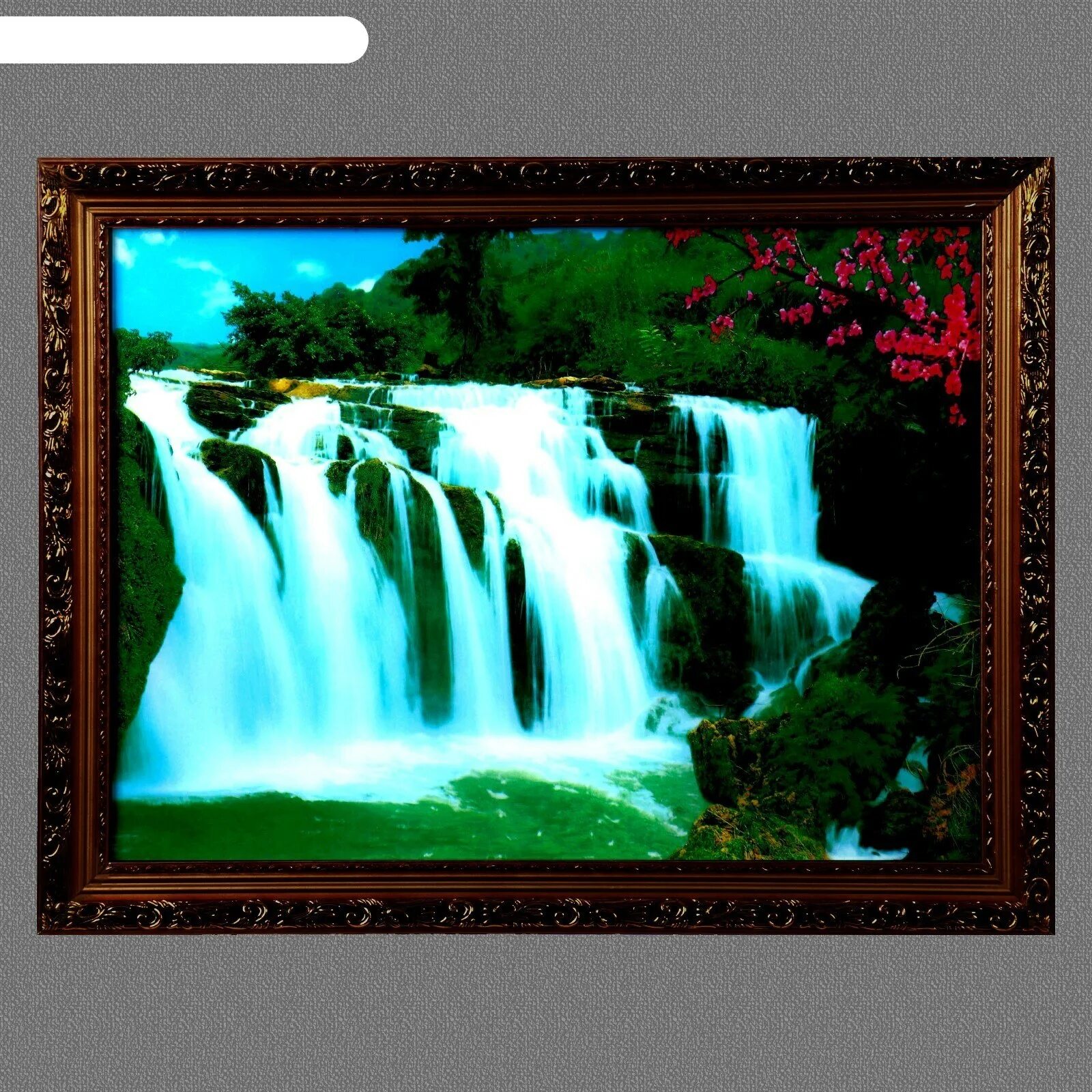 Купить живую картину. Картина водопад с подсветкой. Картина водопад с подсветкой и звуками. Картина водопад со звуком. Картина со звуком водопада и пением.