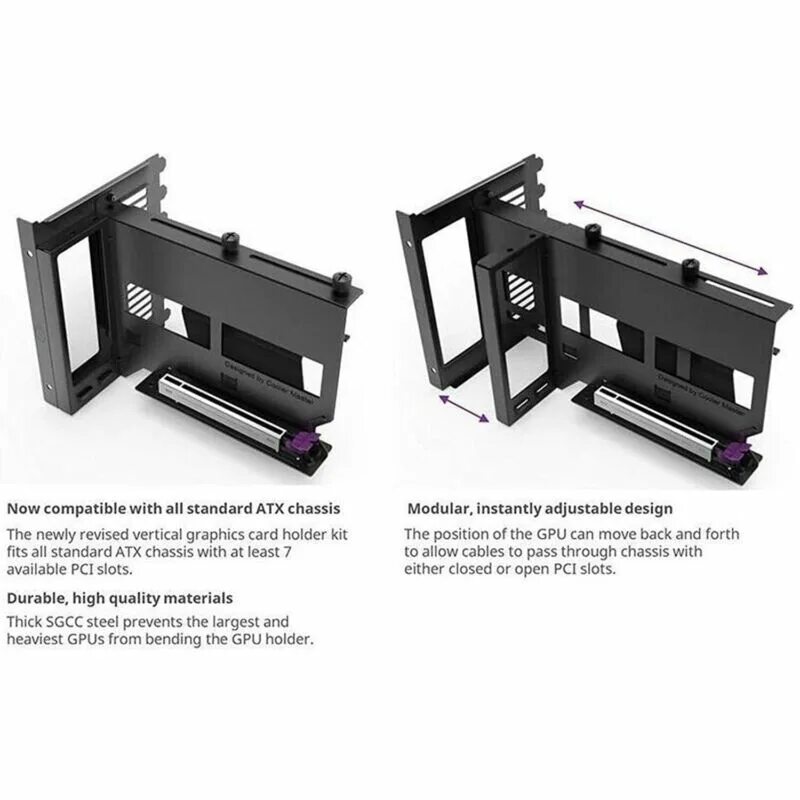 Vertical graphics card. Gpu card holder.