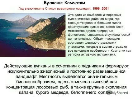 Вулканы камчатки индивидуальный номер и год внесения
