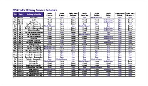 Service schedules
