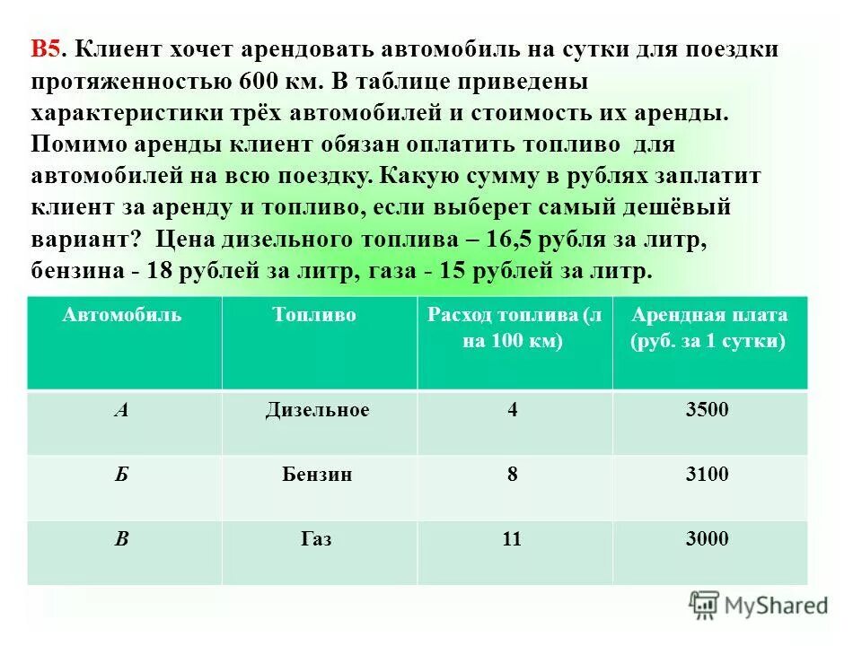 Клиент хочет арендовать автомобиль на 3 суток для поездки на 1200 км. Помимо аренды клиент обязан оплатить топливо. Клиент хочет арендовать автомобиль на сутки для поездки 600. Клиент хочет арендовать. Клиент хочет арендовать автомобиль на 3 суток для поездки на 1200 км.