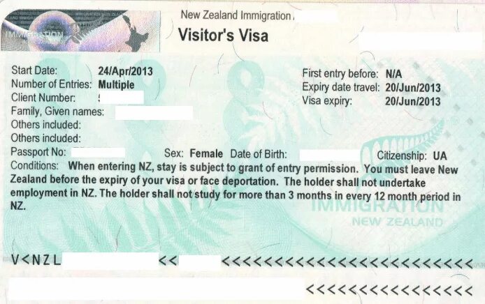 Виза в новую Зеландию для россиян. Новозеландская виза. Как выглядит виза новой Зеландии. Рабочие визы в новую Зеландию.