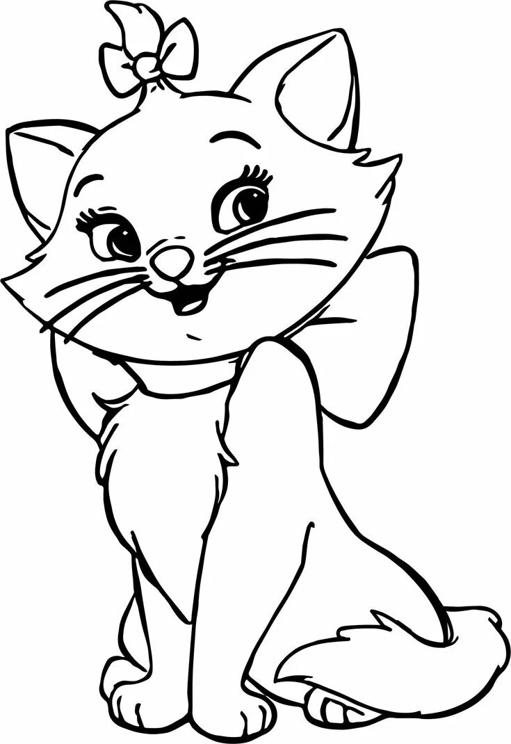 Кошка для детей распечатать Cute Cat and a Butterfly Coloring Page ColoringAll