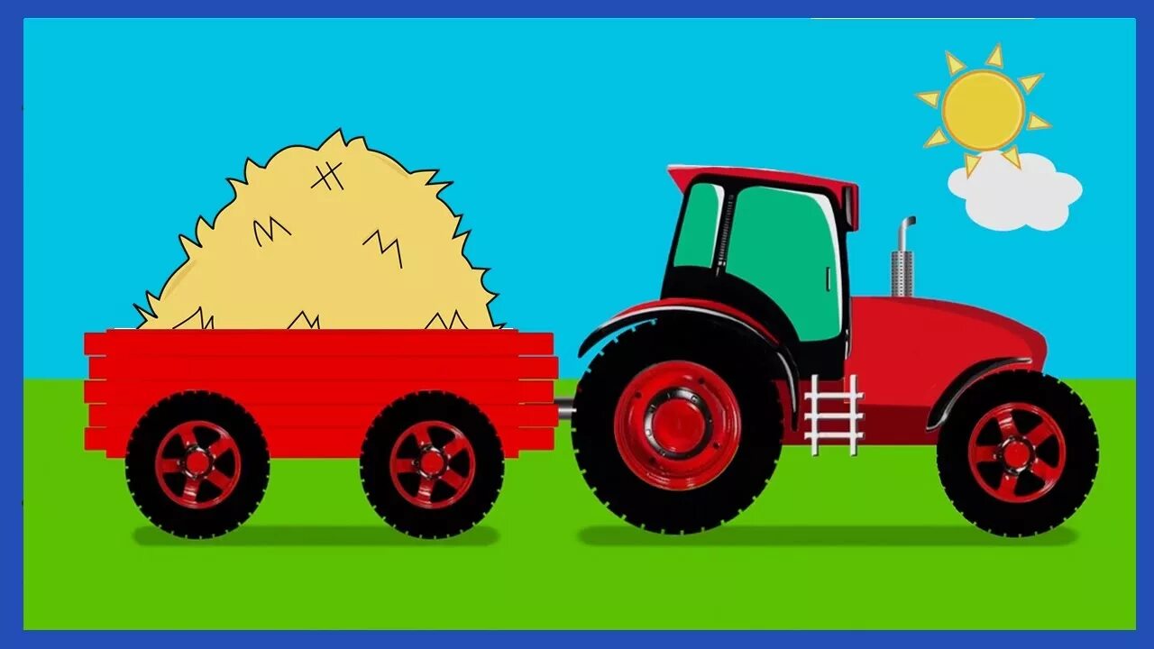 Про красный трактор. Kids TV tractor. Синий трактор трейлер. Farm vehicles. Car Farmer for Kids.