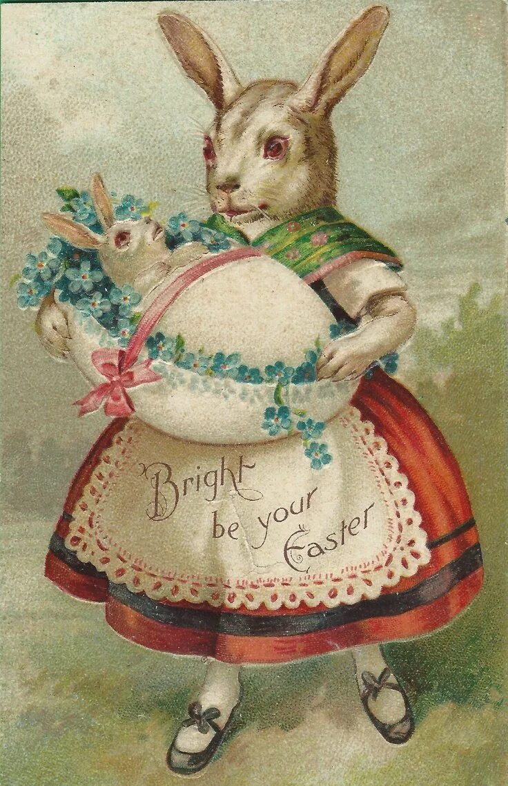 Старинные Винтажные открытки Пасха с кроликом. Пасхальный заяц. Винтажные зайцы.
