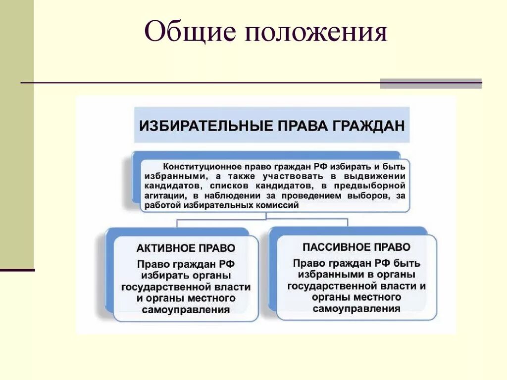 Право избирать в выборные органы власти. Основные положения избирательного законодательства.