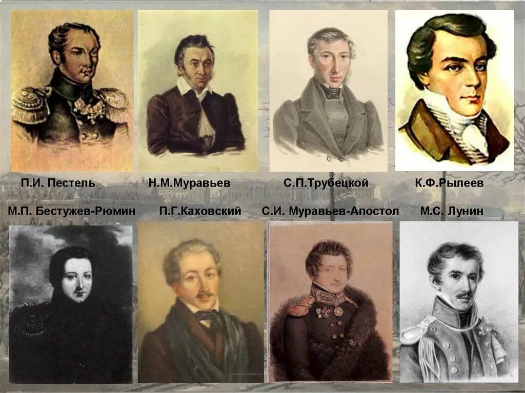 С п трубецкой и н м муравьев. Муравьев, пестель, якушин, лунин. Н. С п трубецкой и н м муравьев. Союз спасения 1816-1818 участники.