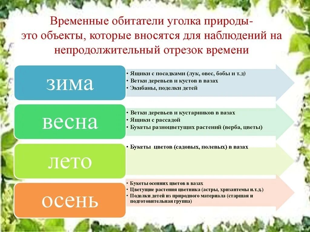 Презентации уголков природы. Временные обитатели уголка природы в детском саду. Требования к уголку природы в детском саду. Временные объекты природы в ДОУ. Растения в уголке природы в разных возрастных группах.