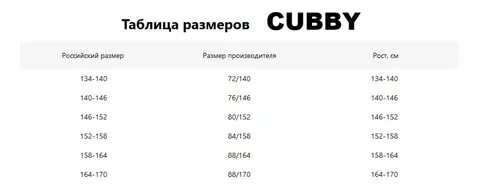 Крокид размерная сетка