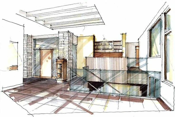 Duotonal Sketch on midtone paper Architecture, Architecture sketchbook, Interior