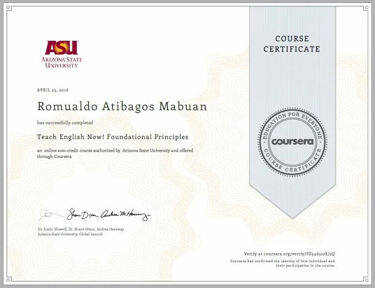 Certificating org. TESOL Arizona State University сертификат. Сертификат Coursera. Сертификат TESOL С курсеры. Asu TESOL Certificate.