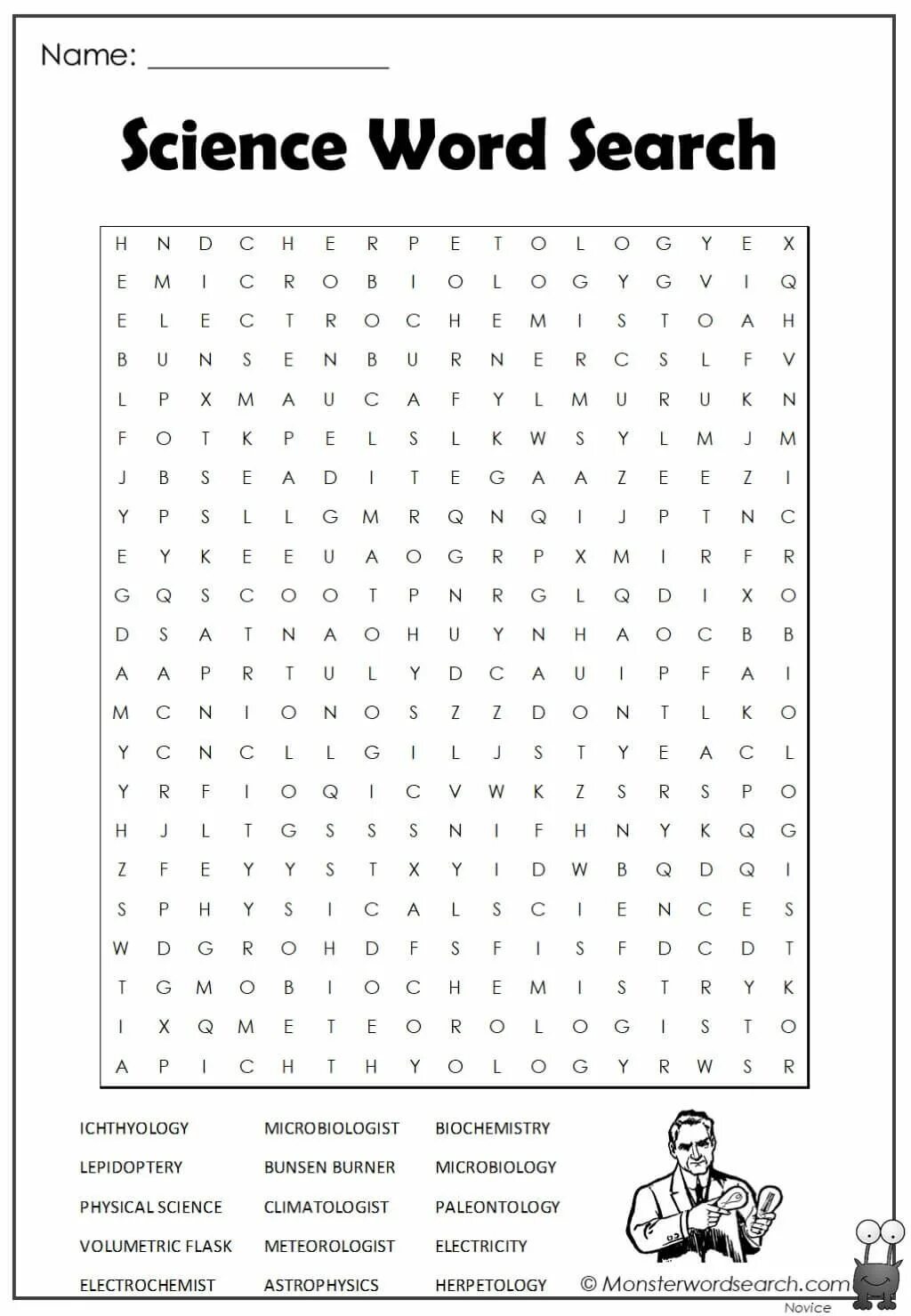 Is the science of the word. Wordsearch science. science word. monsterwordsearch.com. physics wordsearch.