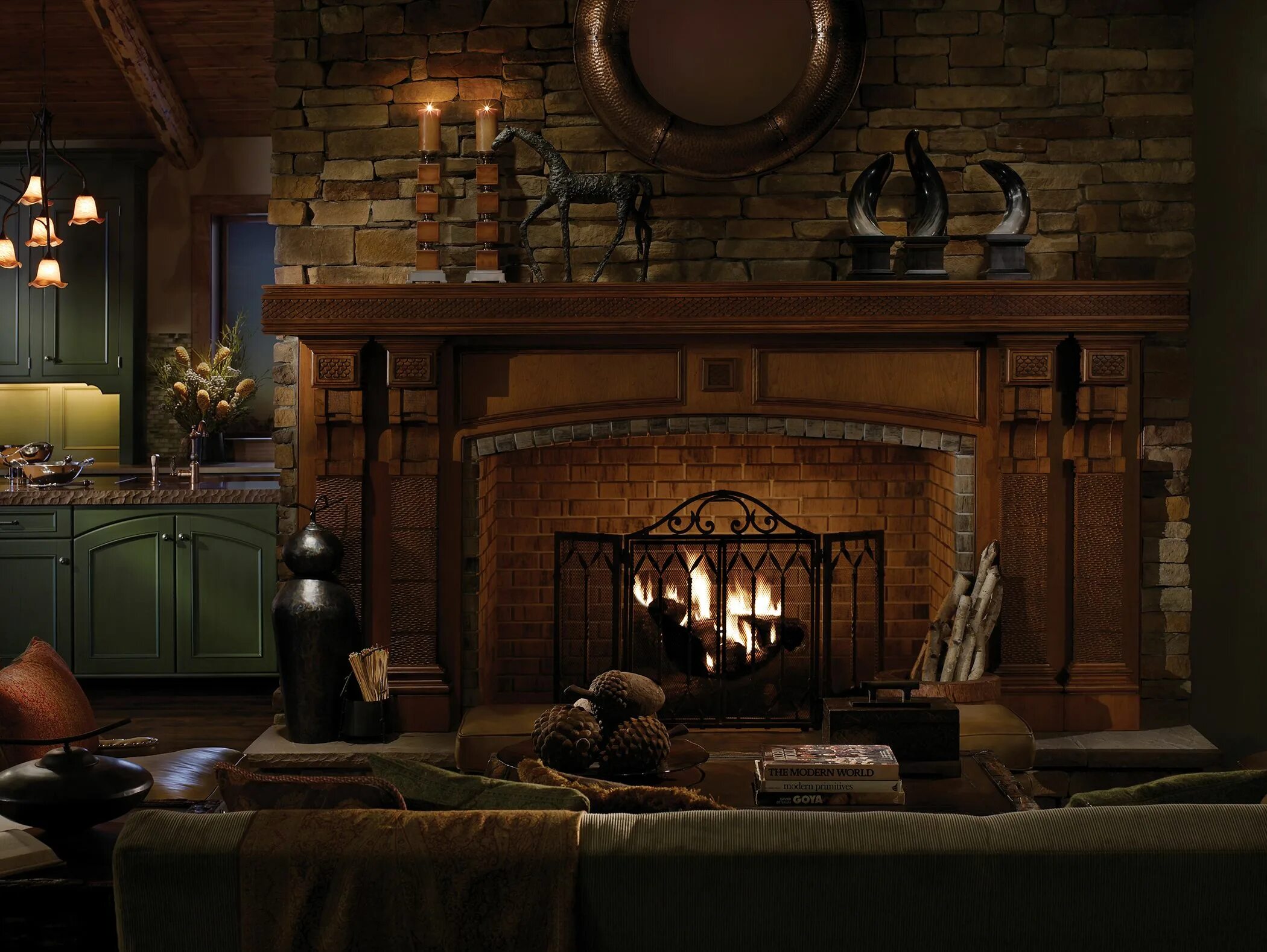 There is a an fireplace