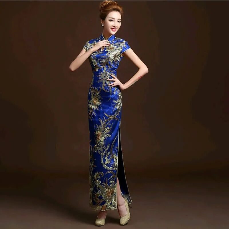 Ципао атлас. Лазурный дракон сейрю. Сине китай. Китайское платье cheongsam qipao. Ципао шэньхуа.