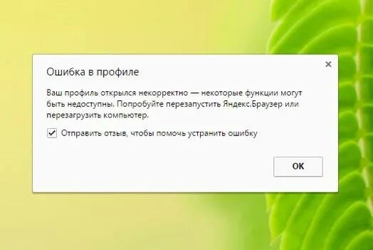 В приложении браузер произошел сбой. Ошибка профиля в Яндексе. Как исправить ошибку в Яндексе.