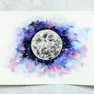 Рисунок космоса акварелью
