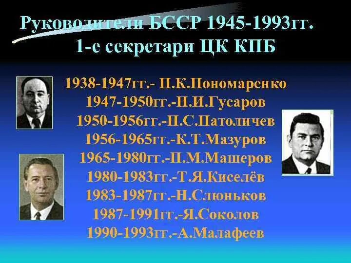 Кто правил в 1986. Руководители БССР. Первый секретарь ЦК Белоруссии. ЦК Компартии Беларуси. Правители БССР.