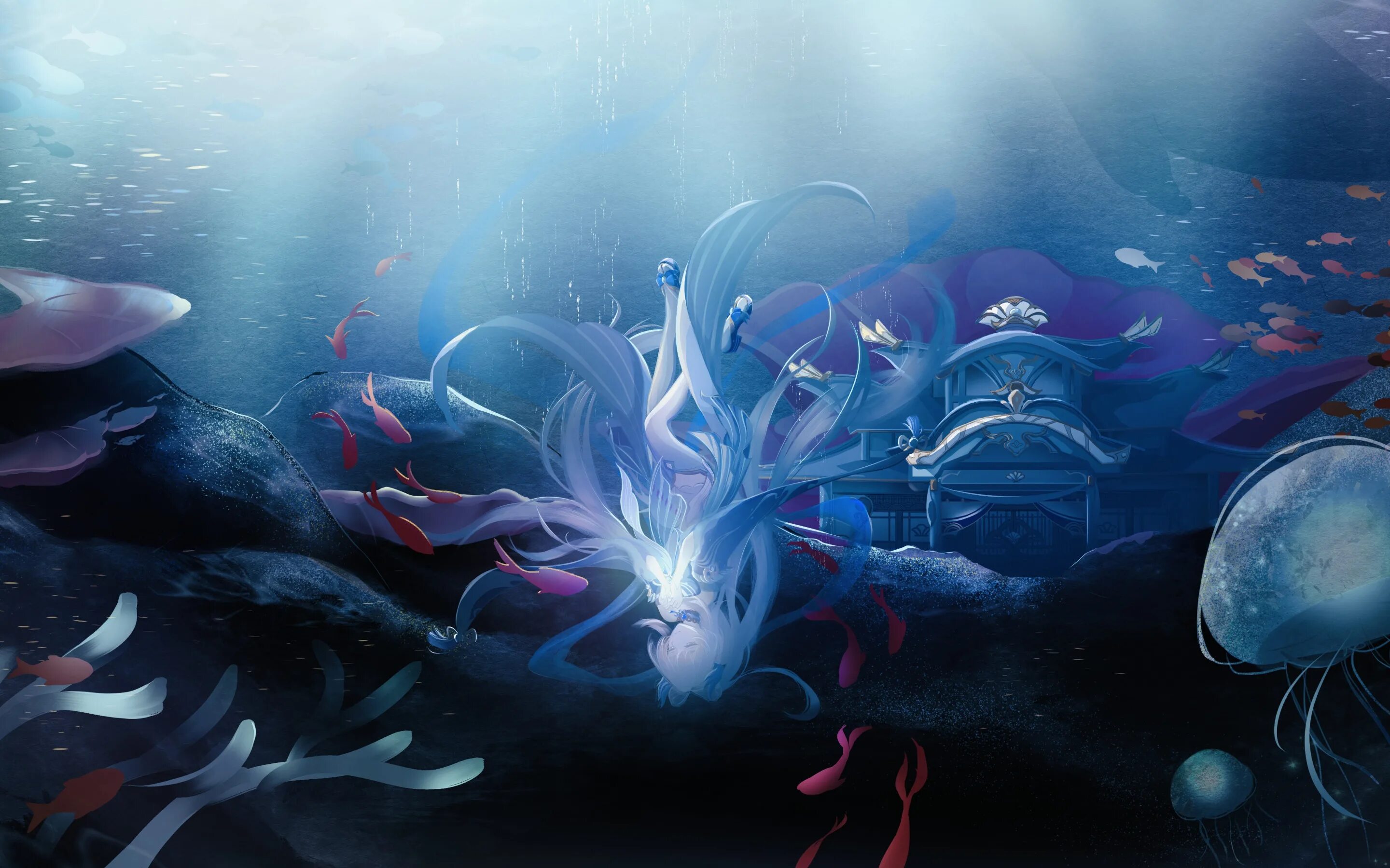 Геншин импакт скрытый дворец. Босс бешт. Девушка плавает в море. Кокоми эстетика геншин. Загадка на арауми геншин импакт.