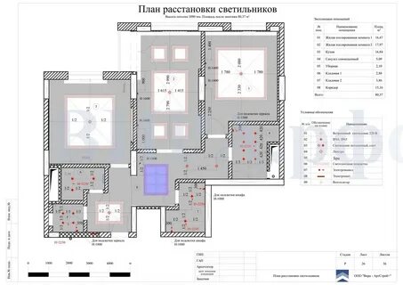 Схема размещения светильников может быть