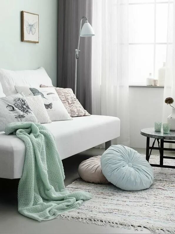 Сочетание мятного цвета в интерьере спальни Pin on Dream House