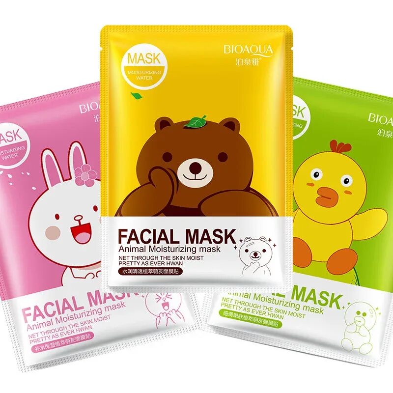 Маски 30 штук. Маски BIOAQUA facial Mask. Маска тканевая для лица BIOAQUA facial Mask animal 30g. Тканевая маска BIOAQUA animal Moisturizing. Animal Moisturizing Mask тканевая маска корейская.