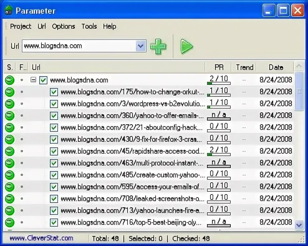 Parameters refresh. Parameters refresh