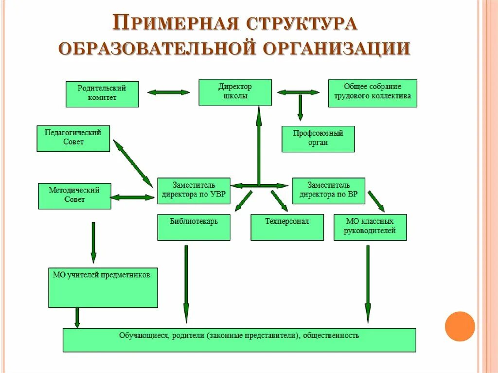 Составить структуру образовательной организации