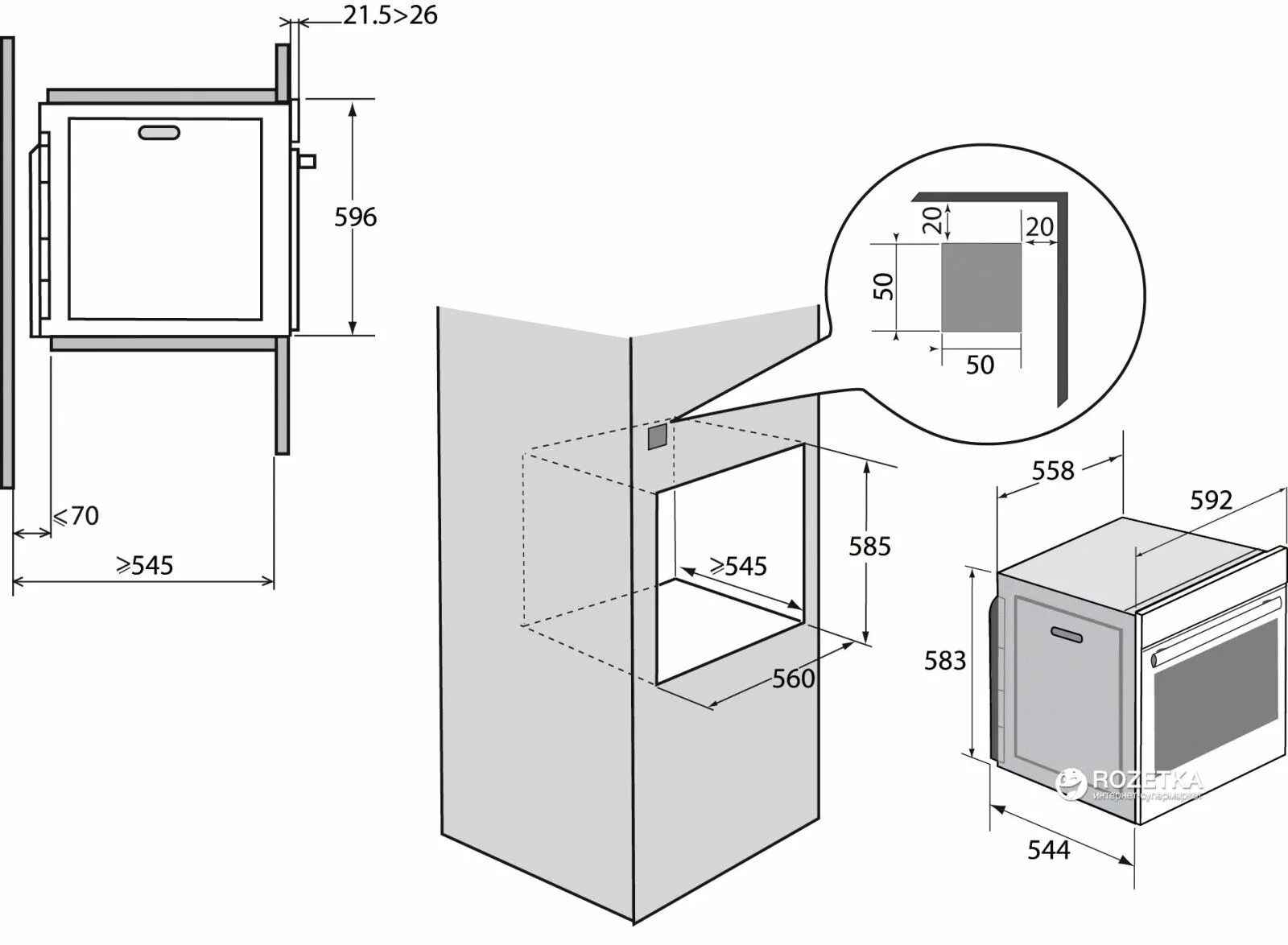 Встраиваемая духовка электрическая размеры