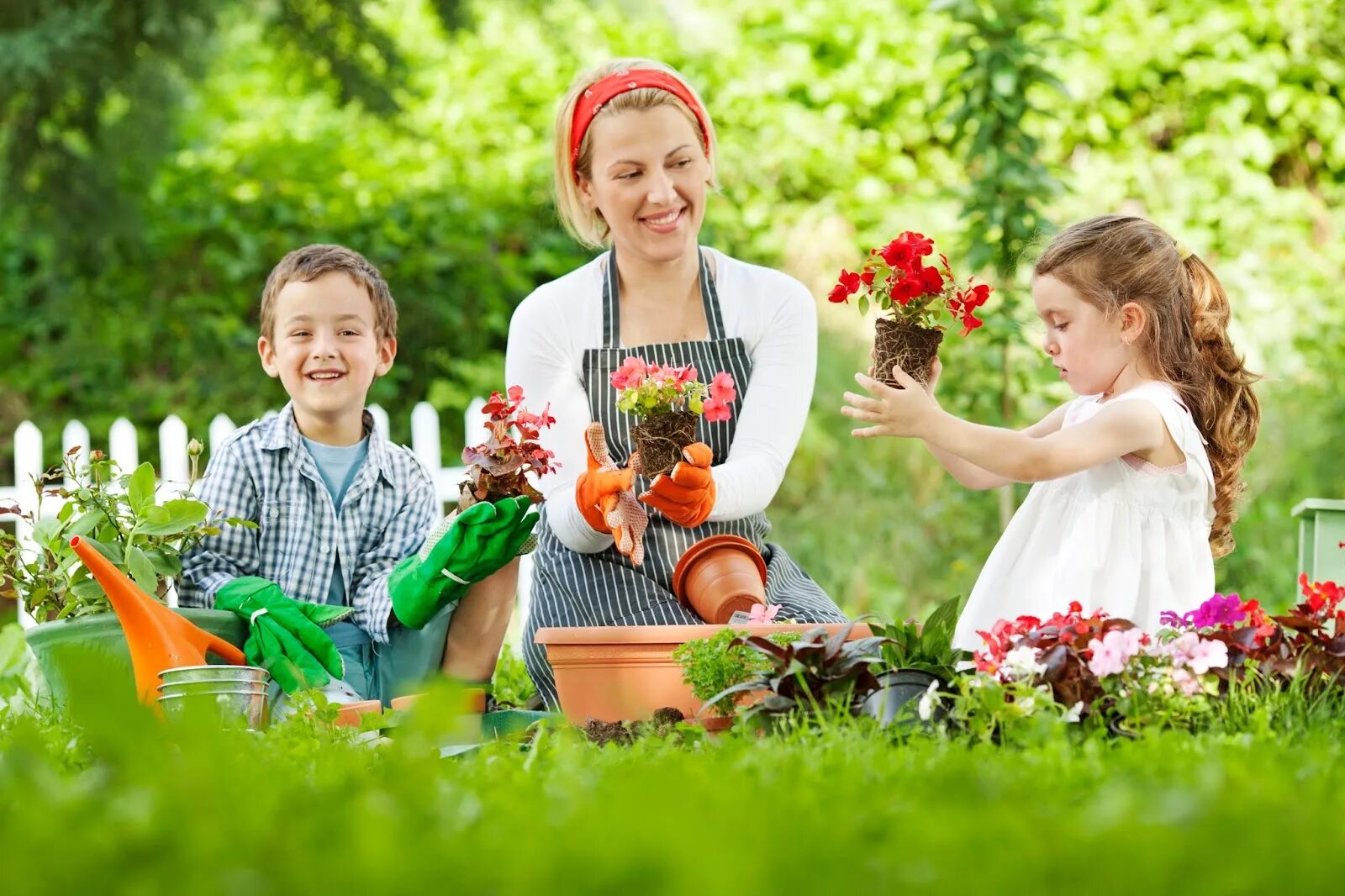 Дети и природа. Огород для детей. Дети в саду. Летние заботы. The gardener planted some