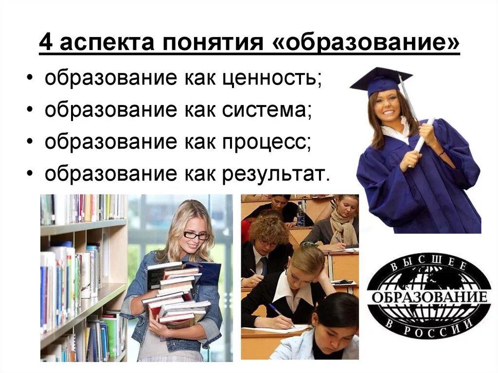 Аспекты образования. Аспекты образование как процесс. Образование как результат. Образование как ценность. 3 образование как результат