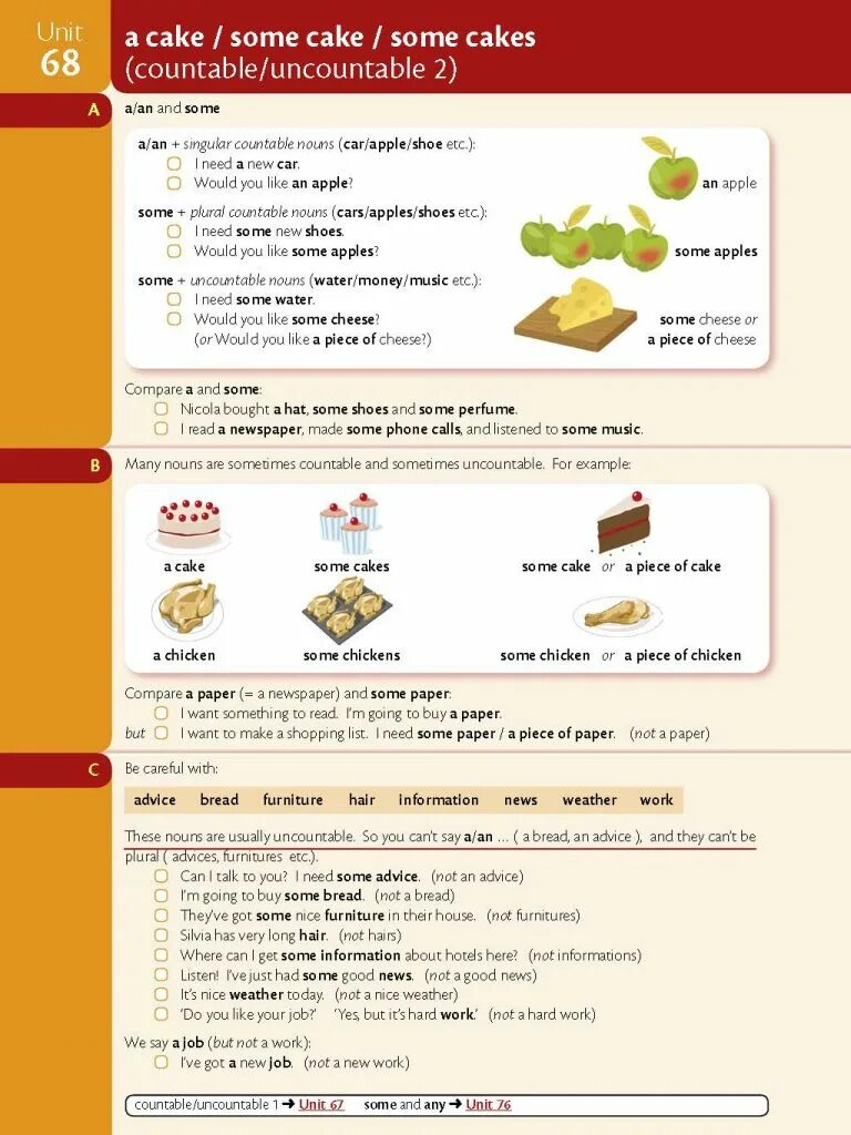 Unit 68. Countable and uncountable cake. unit 68 a an and the. countable and uncountable nouns cake. cake countable or uncountable.