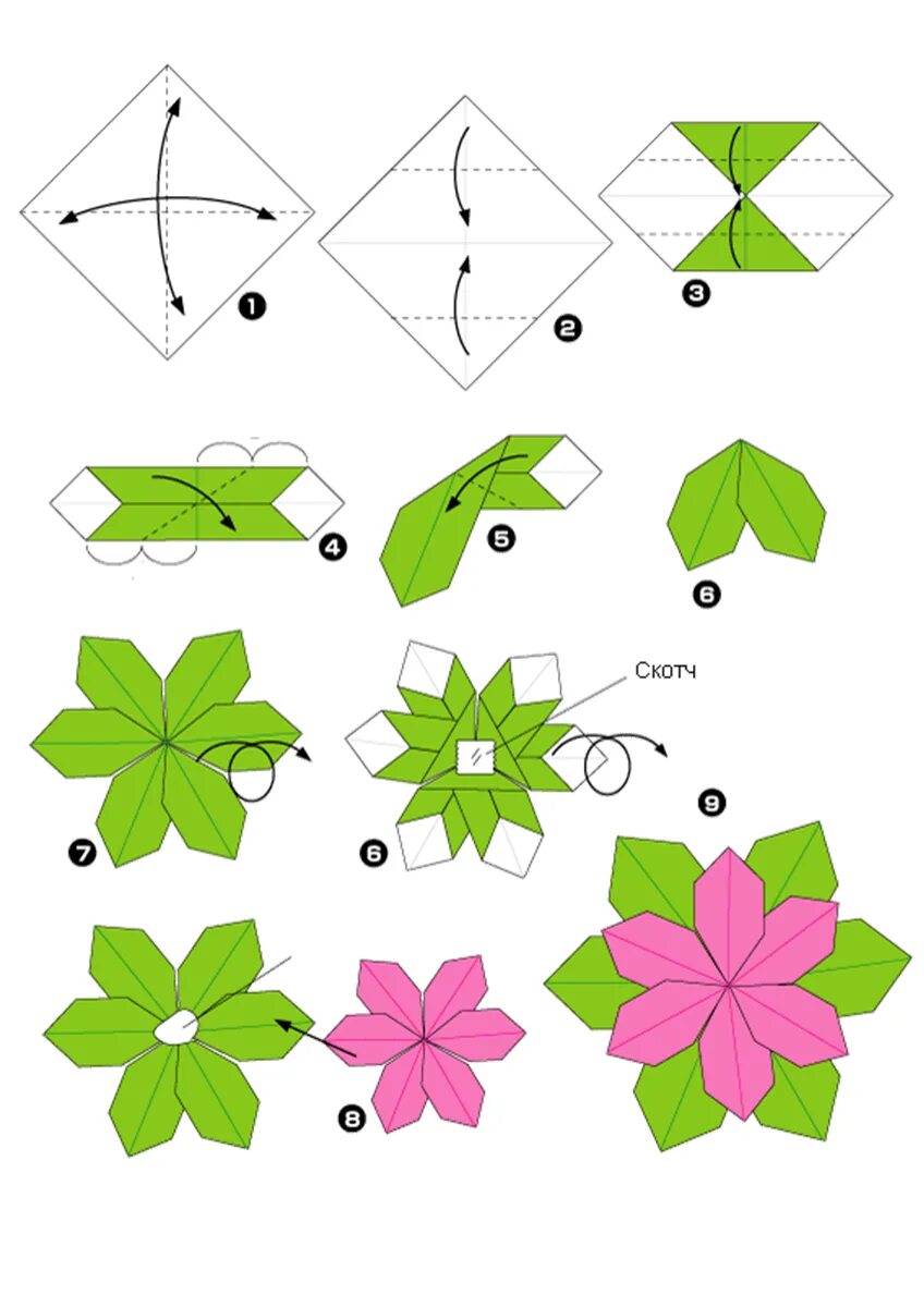 Оригами цветок схема для начинающих пошагово. Оригами цветок из бумаги схема простая. Цветок из бумаги схема складывания пошагово. Оригами цветок из бумаги для детей простой пошагово.