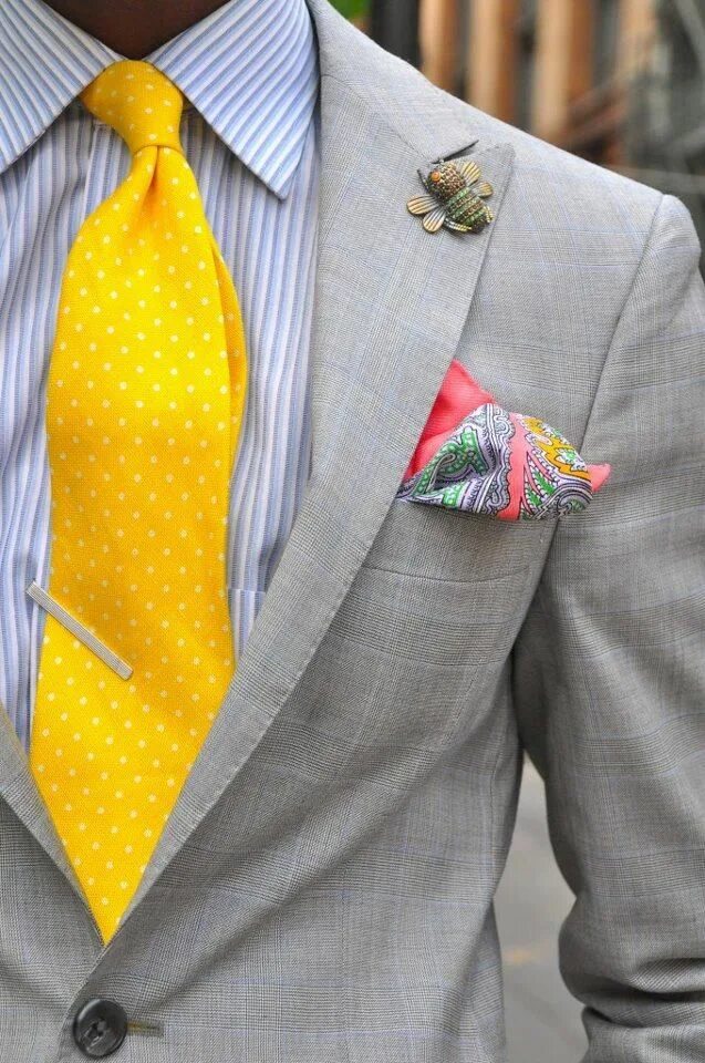 Groom in a Navy Checkered Shirt and Yellow Tie Yellow ties, Vintage boho wedding