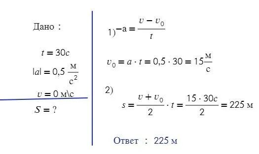 5 м/с2. Начав торможение с ускорением 0,5мс. Поезд идущий со скоростью 15 м/с. 5 м/с через 30 с после начала. Ускорение поезда.