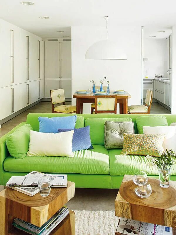 Зеленый диван в интерьере кухни Green Sofa Living Room Design Ideas & Pictures Decorating Ideas House & Gard