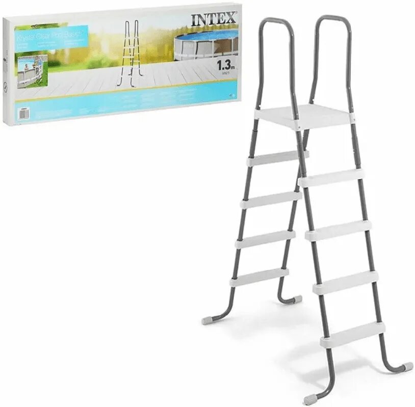 Лестница для бассейна intex 132. Intex 28067. intex лестница для бассейнов 4 ступеньки с площадкой, 132 см, 28067. лестница для каркасного бассейна 132см. комплектующие к лестнице intex.