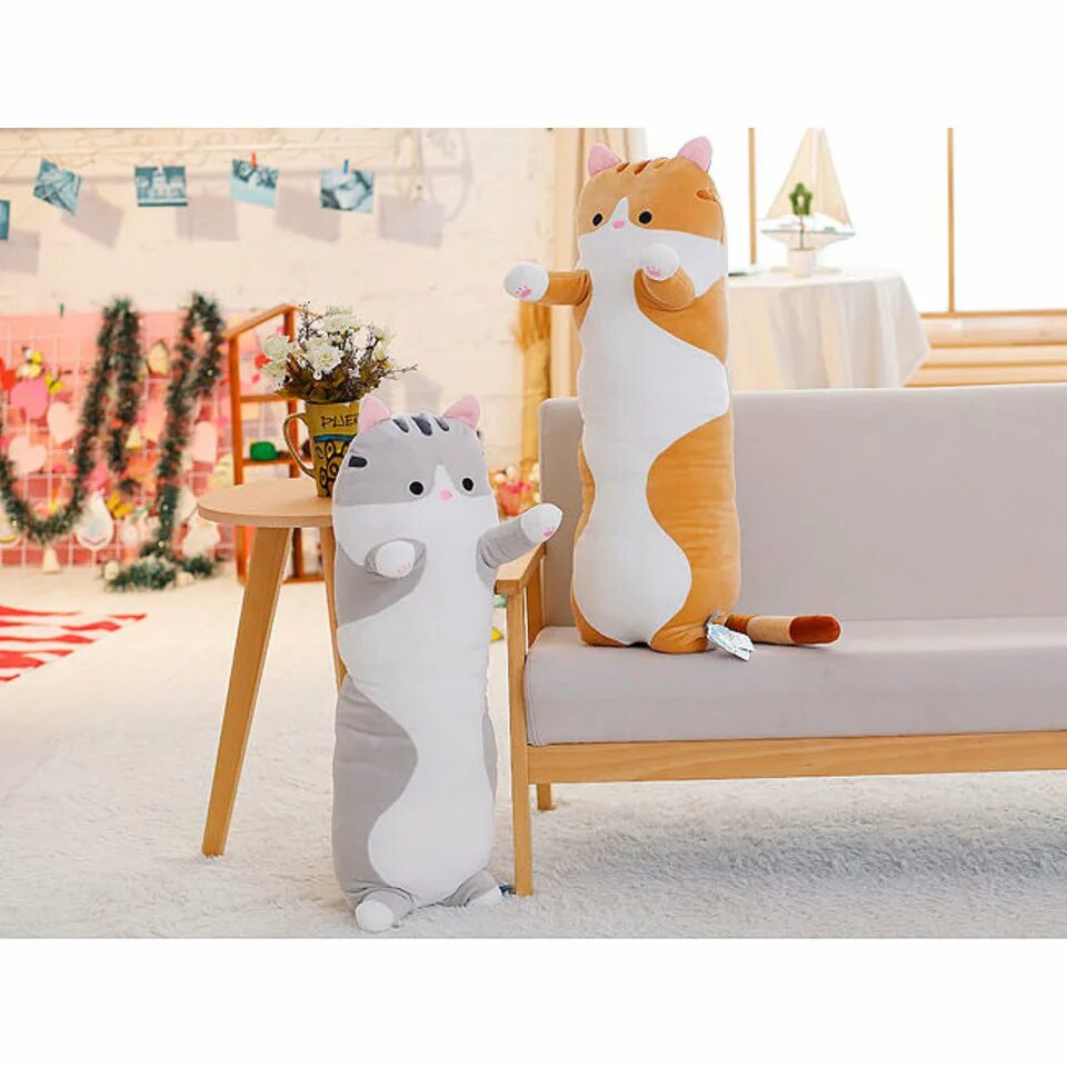 Длинные мягкие котики. Подушка обнимашка кот батон. кот обнимашка мягкая игрушка. длинные игрушки. игрушка длинный кот плюшевый.