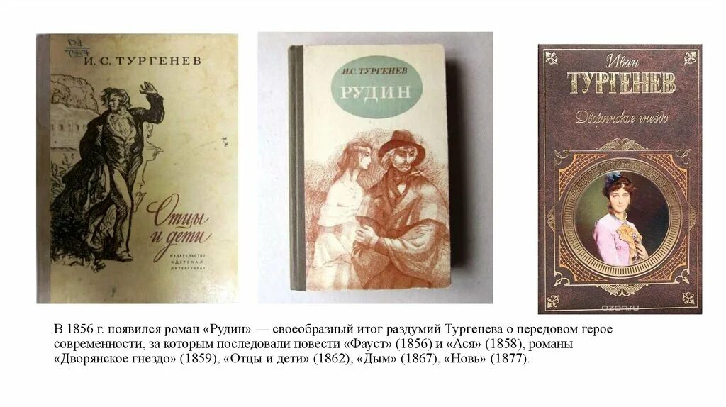 Романы «Рудин» (1856), «Дворянское гнездо» (1859), «накануне». Книга Тургенева Рудин.