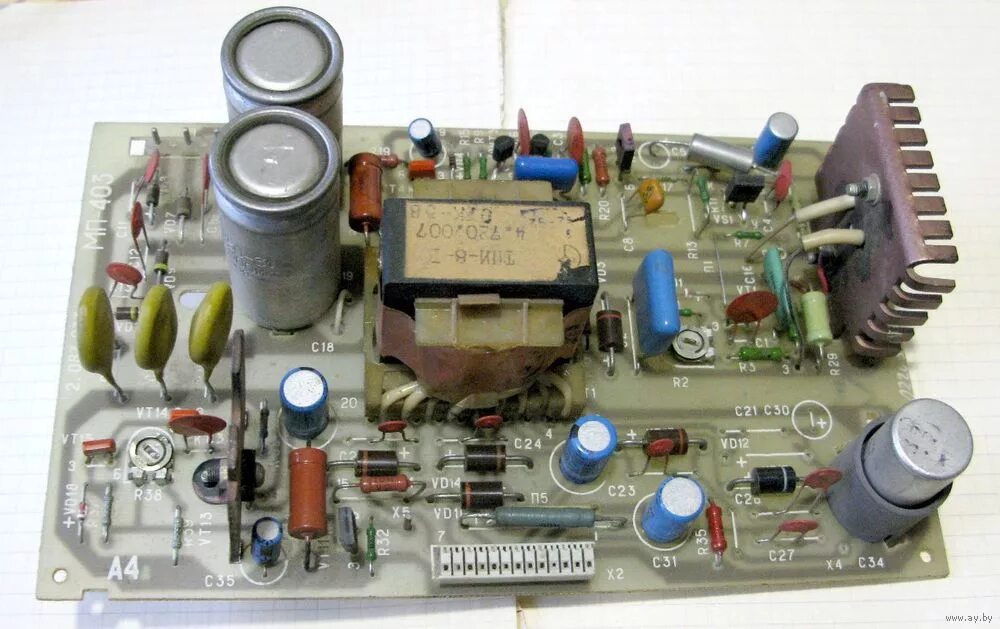 Мп 403 1 схема блока питания Утро доброе . имеется плата МП 403-2 нужно питание для унч + 20 V ватт на 100 .