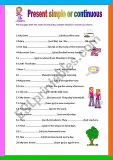 Present simple present continuous worksheets