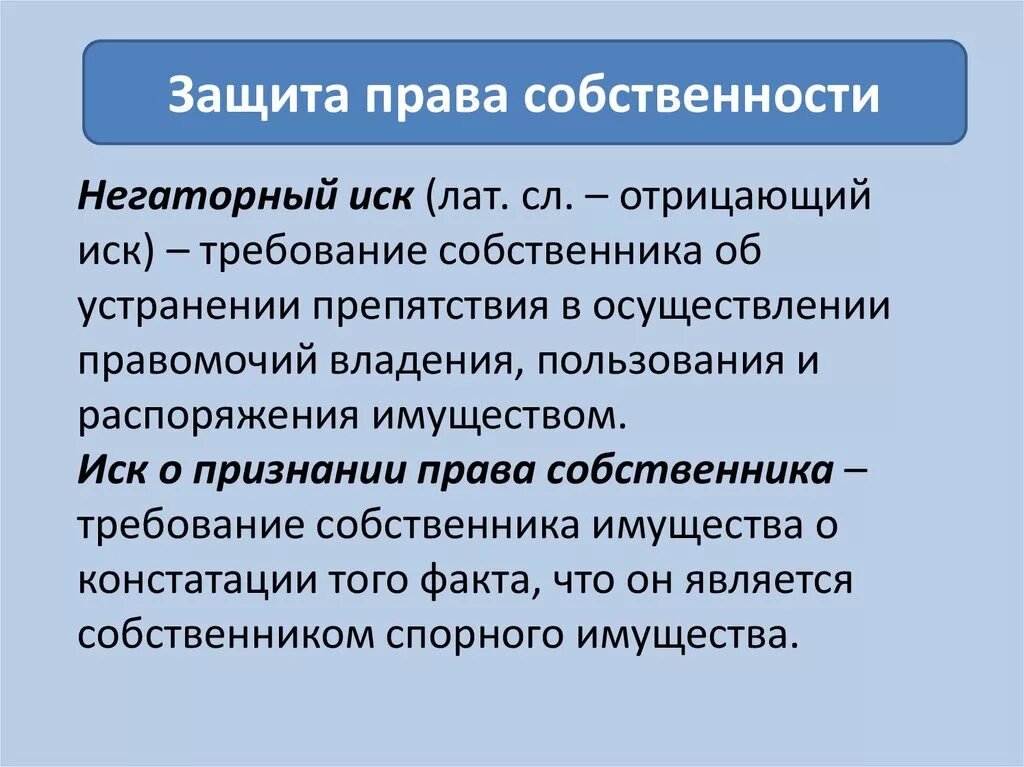 Негаторный иск срок. Защита право собственности. Порядок защиты прав собственности.