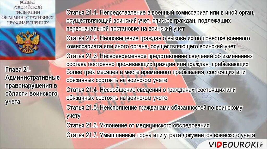 Глава 7 кодекса рф. Административные правонарушения по воинскому учету. Правонарушения в области воинского учета. Обязанности граждан по воинскому учету. Ответственность за правонарушения в области воинского учета.